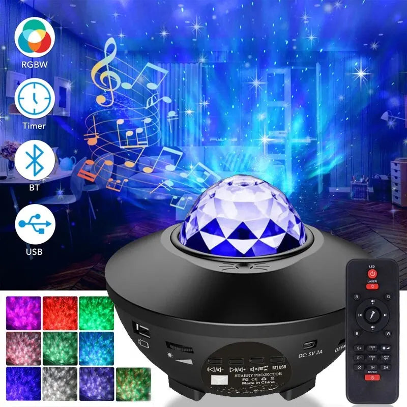 Starry Galaxy Projector Night Light with Music Speaker