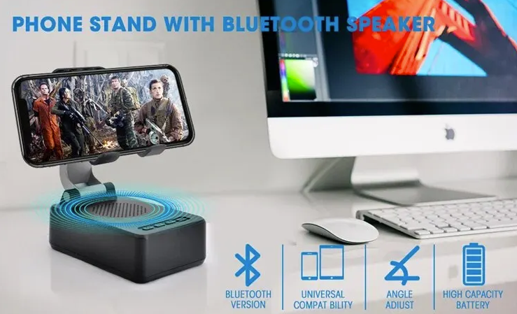 Bluetooth Speaker Phone Stand: HD Portable Wireless Holder